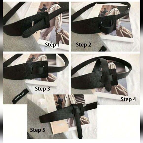 Faux Leather Tie Waist Belt For Women Vintage Knot Belt No Buckle Belt Tie - Picture 7 of 10